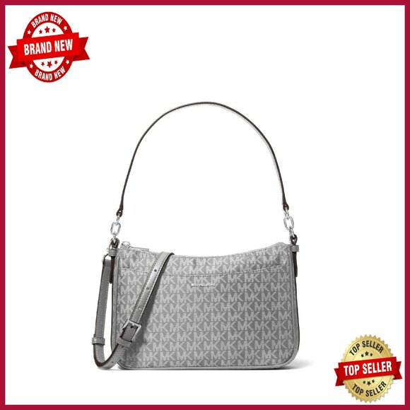 Medium Top Zip Crossbody Bag, Logo Print Twill, Daily Commute Essential